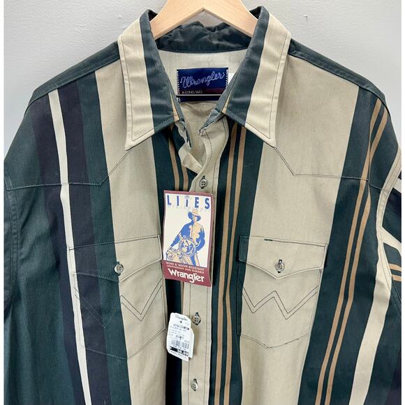 NEW VTG 90s Wrangler Brushpopper Lites Shirt Men's Size 18 1/2x36 (XXL) - Picture 2 of 6